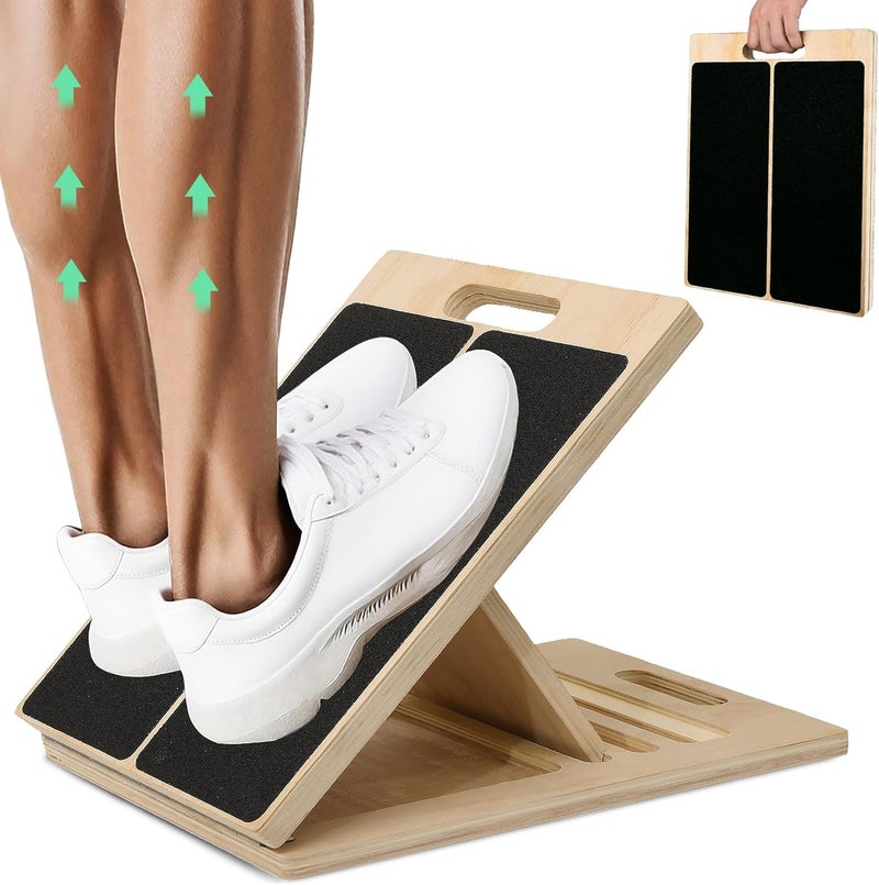 SROK Portable Slant Board for Calf Stretching, 350 Lbs Weight Capacity, Adjustable Wooden Incline Board for Calf Stretcher, Physical Therapy Equipment for Leg, Knees, Heel, Ankle (Black) - Image 1